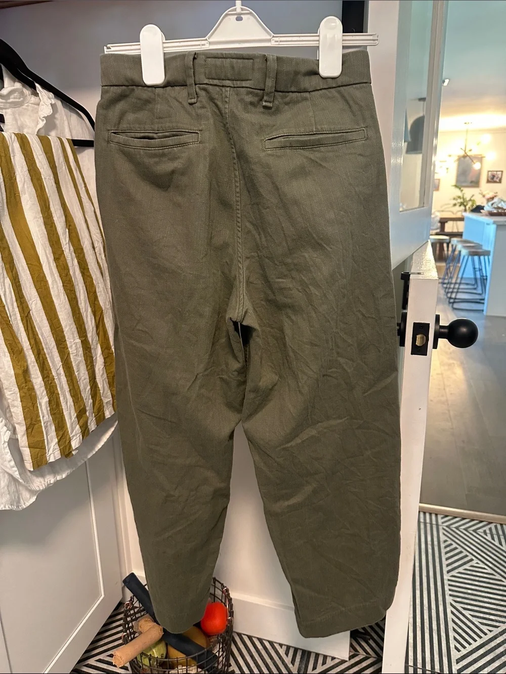 Abercrombie & Fitch Olive Green Baggy Linen Trousers